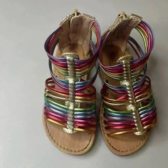 Seychelles Girl's Rainbow Gold Gladiator Sandals Zip Closure Size 7 - Picture 6 of 6